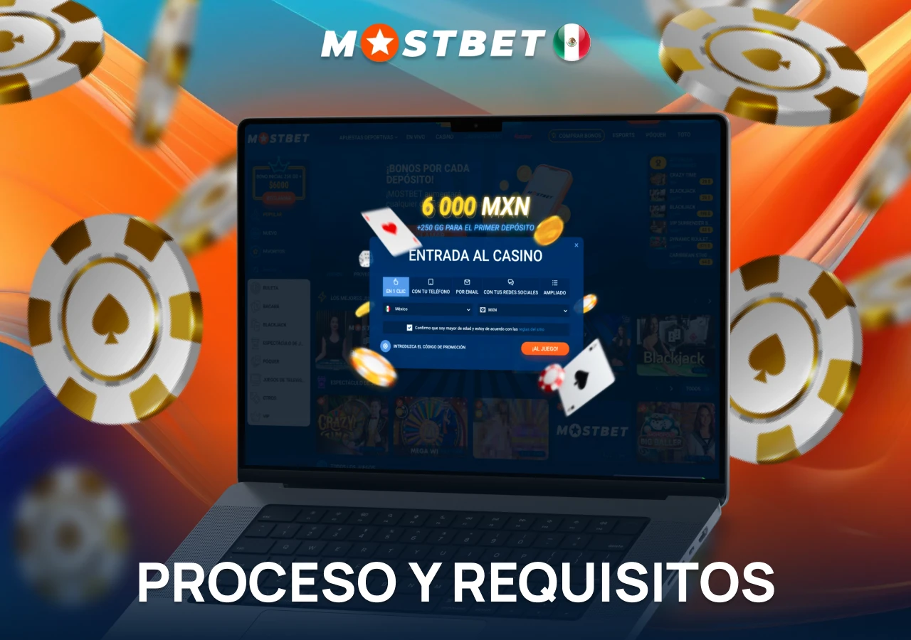 Accede al casino en línea de Mostbet completando tu registro.