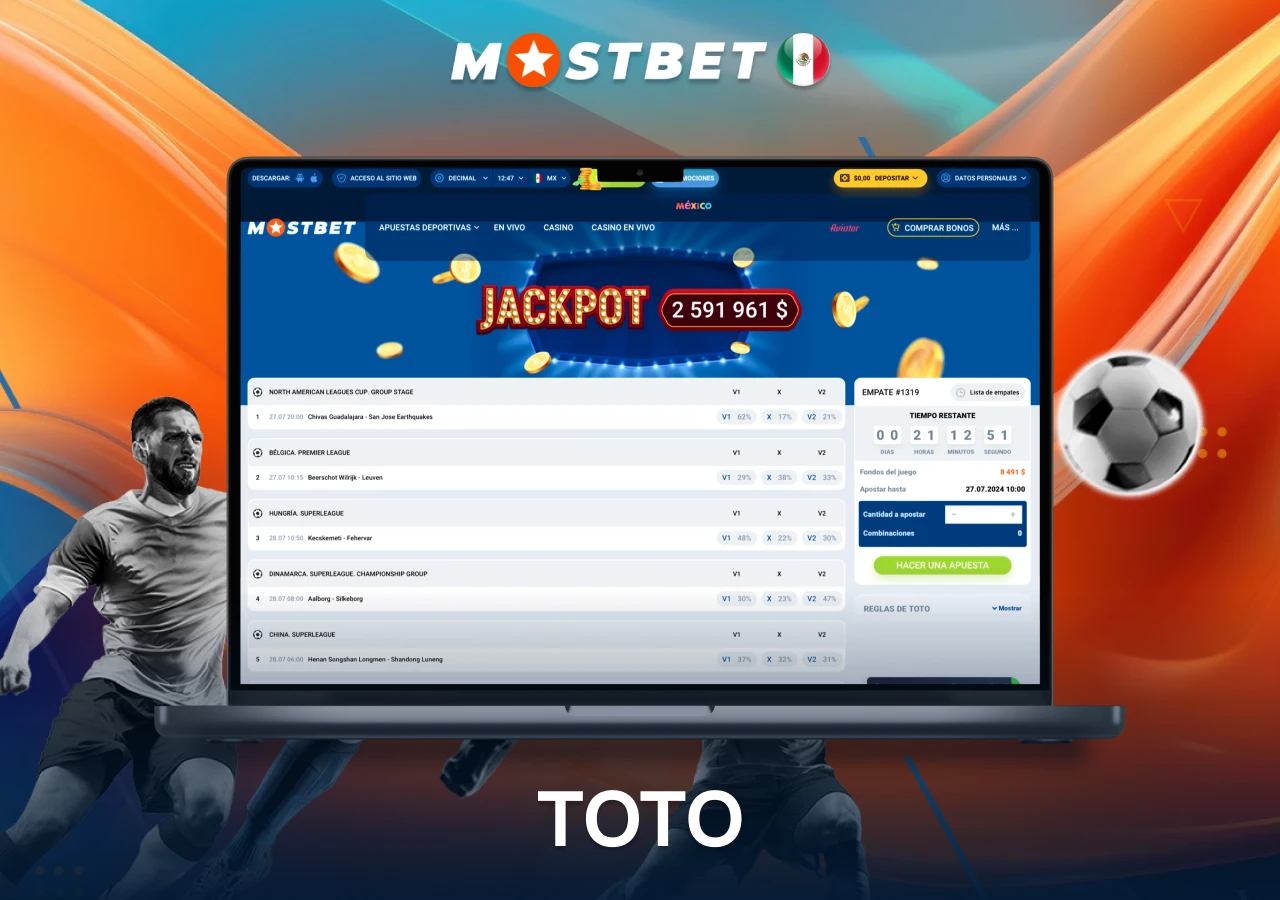 Lotería deportiva disponible en la plataforma de Mostbet.