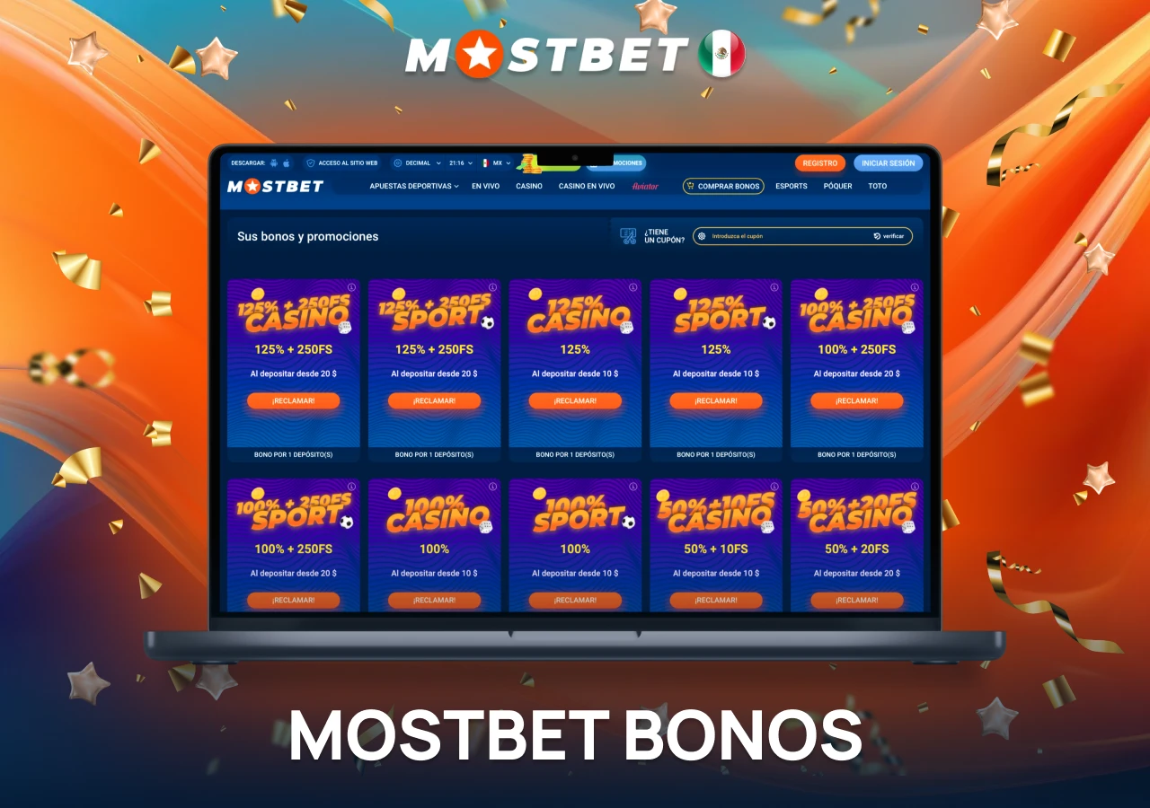 Ofertas de bonos disponibles en la plataforma de casino Mostbet