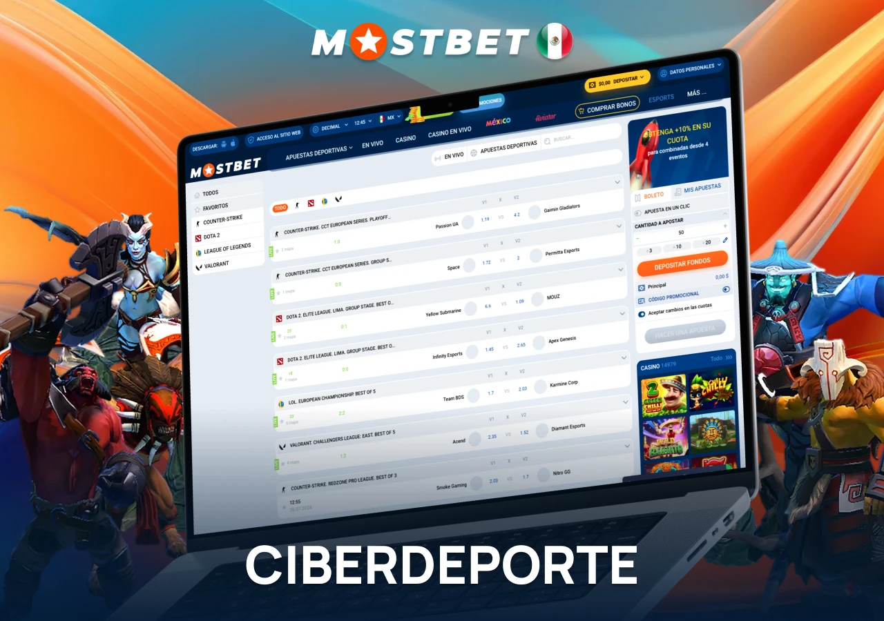 Los títulos más populares en la sección de eSports de Mostbet.