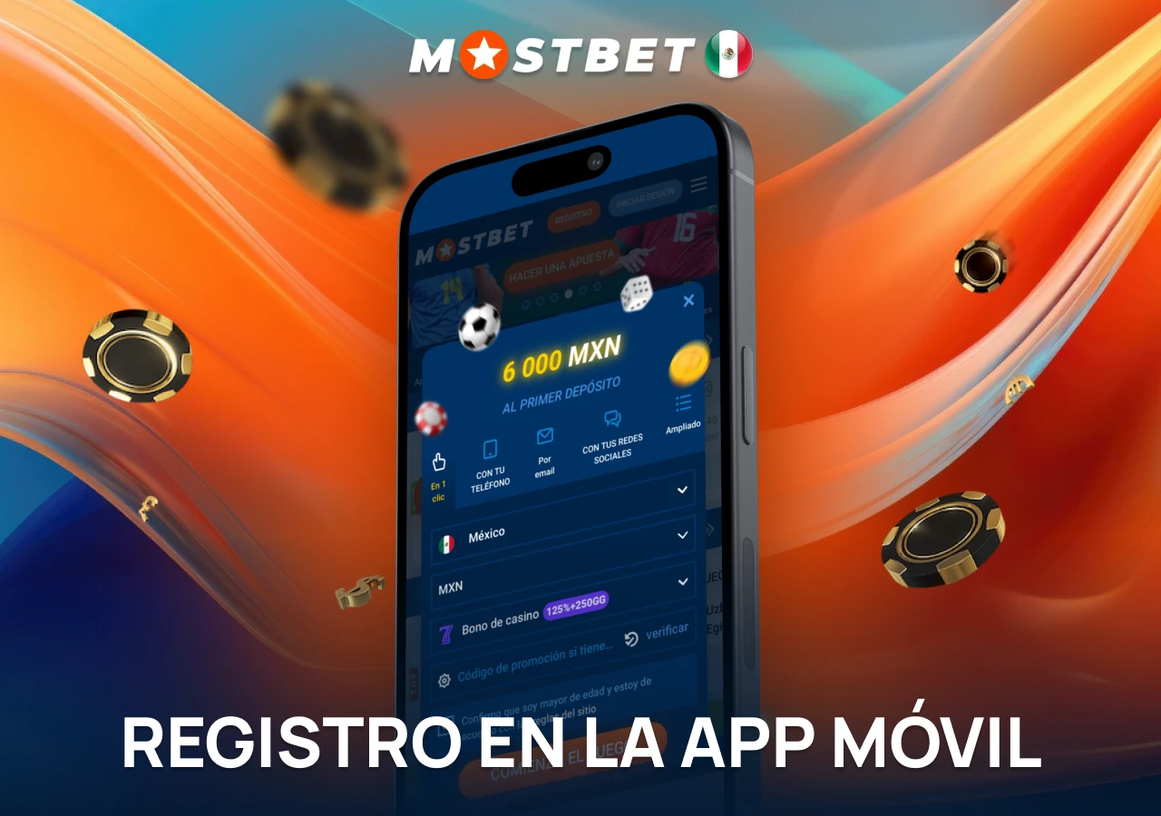 Registro en la aplicación móvil de la casa de apuestas.