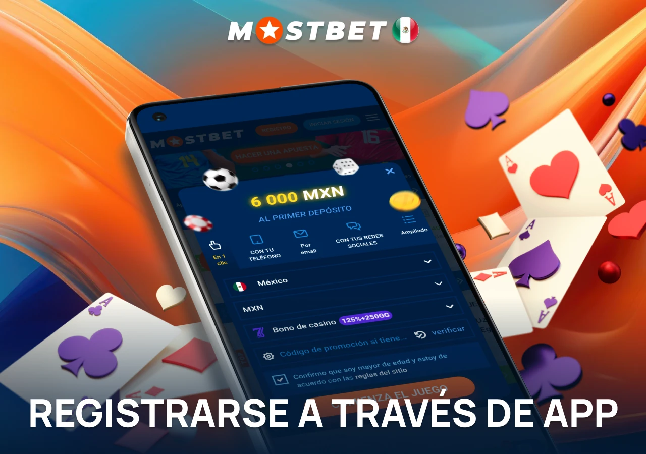 Registro en la aplicación móvil de la casa de apuestas.