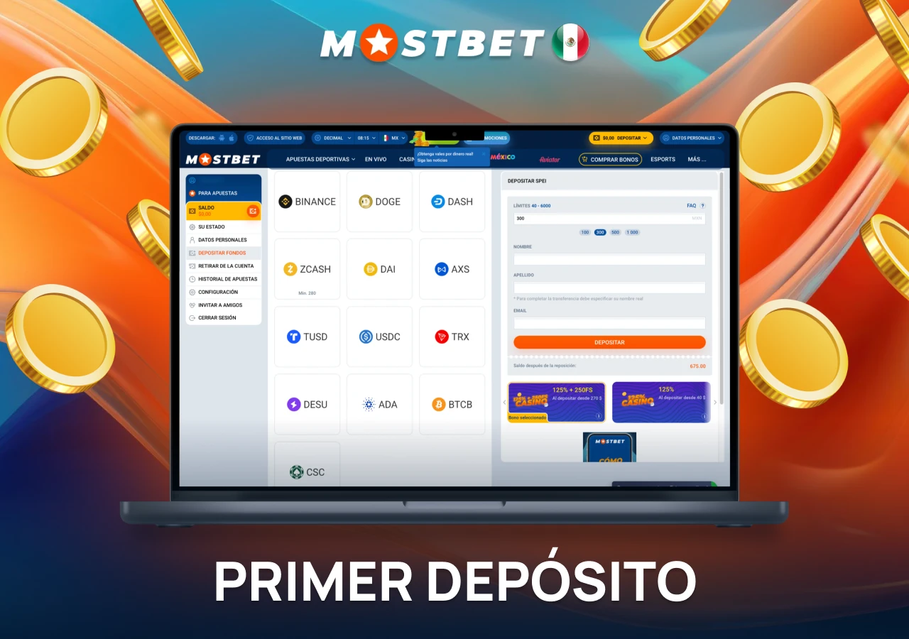 Opciones disponibles para depósitos en tu cuenta de Mostbet.