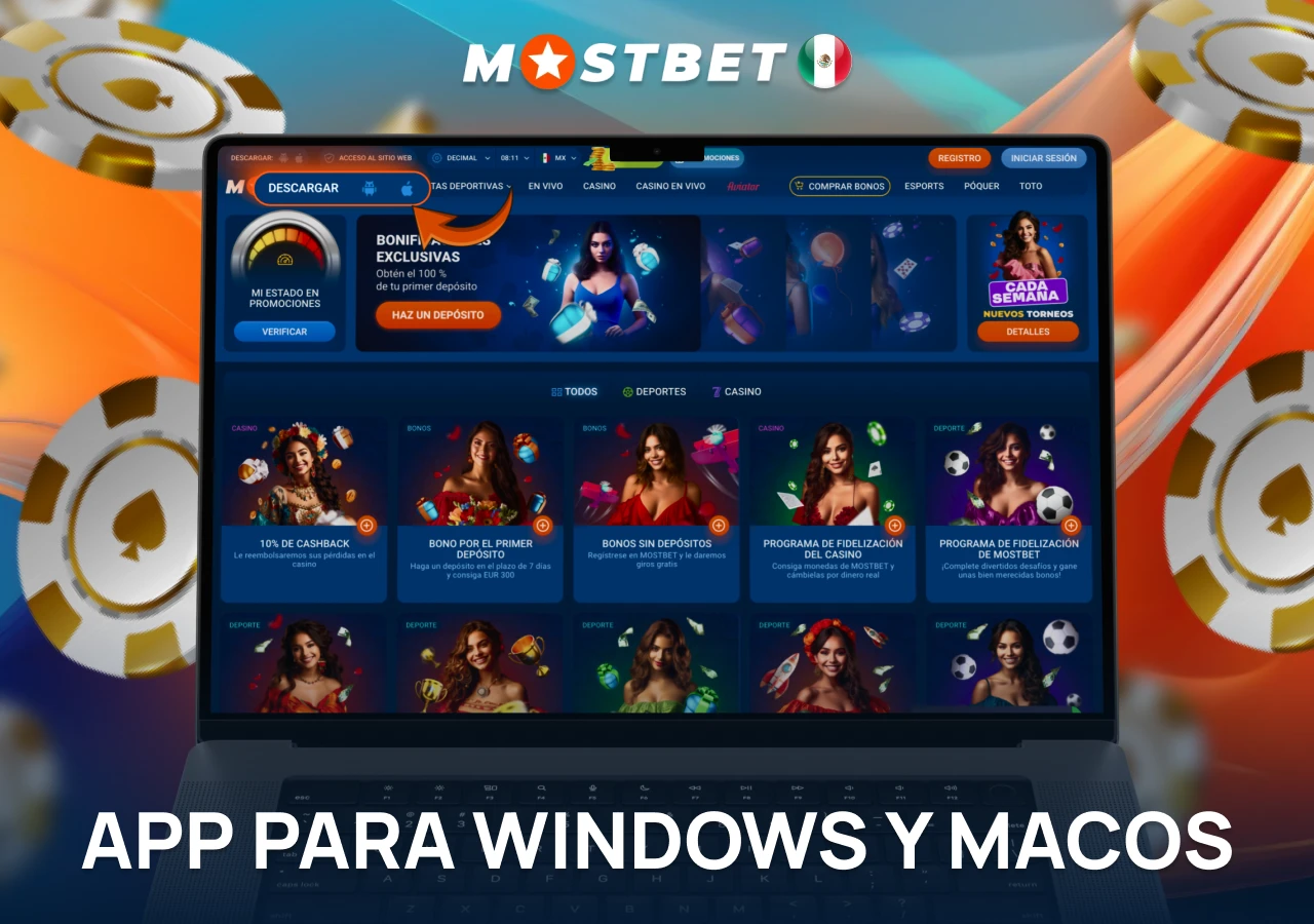 Aplicación de casino disponible para Windows y MacOS